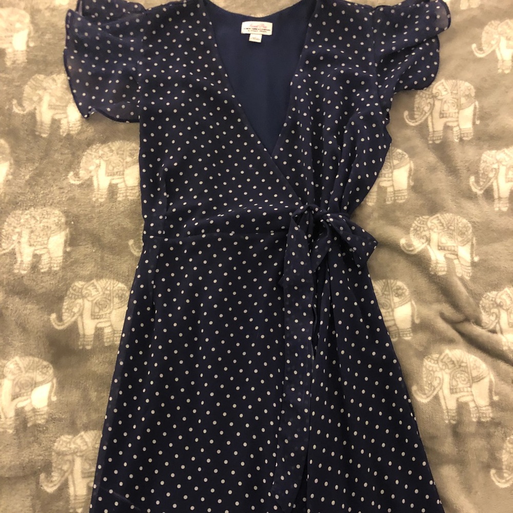 Navy poka dot dress